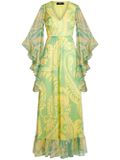 Graphic-print silk dress - Green