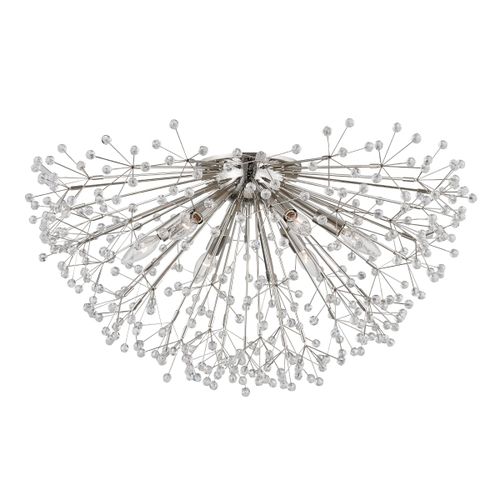 Polished Nickel Six Light Semi Flush Mount from the Dunkirk Collection
