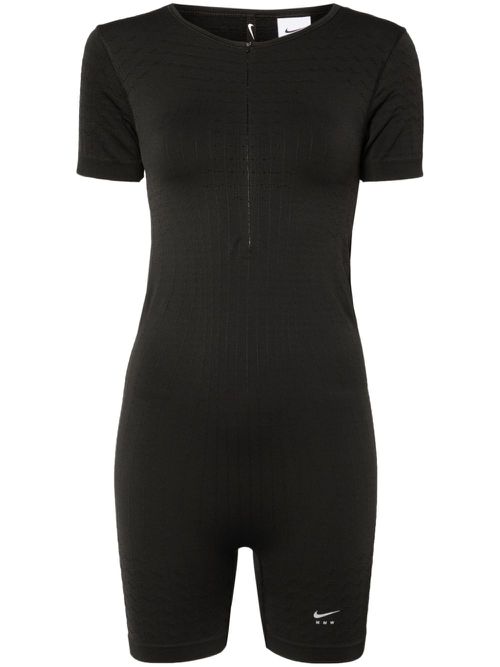 X MMW zip-up short-sleeved jumpsuit - Black