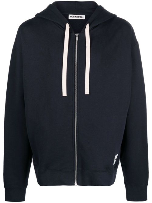 Logo-patch zip-up hoodie - Blue