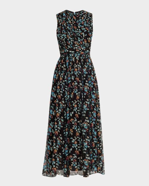 Celestina Floral Silk Chiffon Maxi Dress