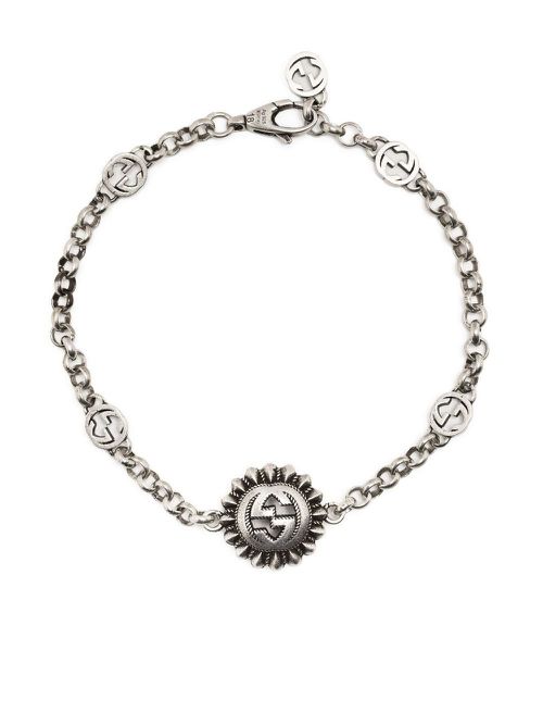 Sterling Silver Interlocking G Bracelet - Men's - Sterling Silver