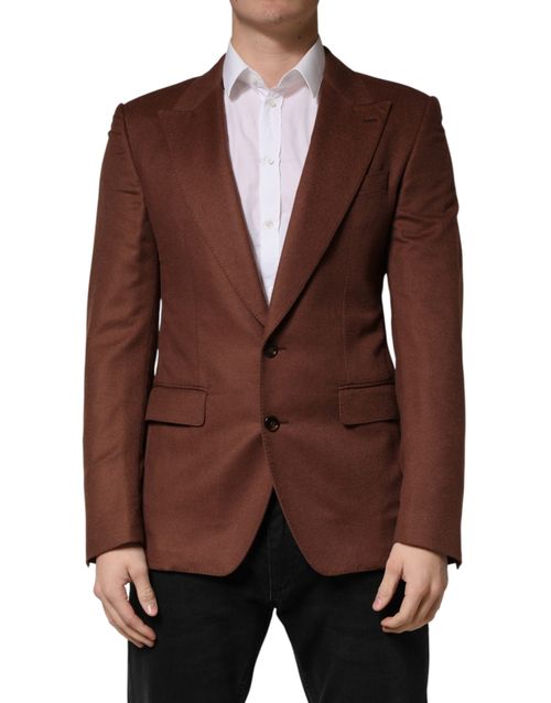 Cashmere Silk Single-Breasted Blazer — Brown