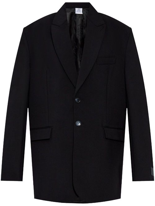 Wool single-breasted jacket - Black