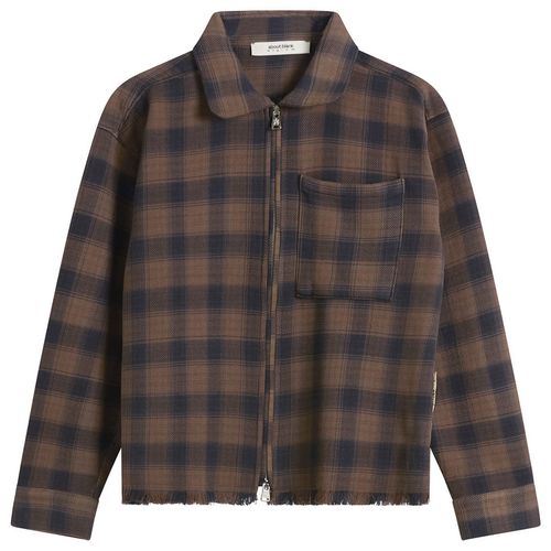 Men's Plaid Zipped Overshirt in Brown