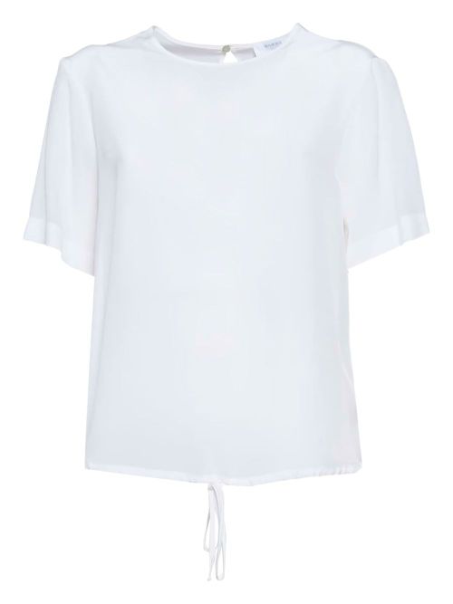 Drawstring-hem T-shirt - White
