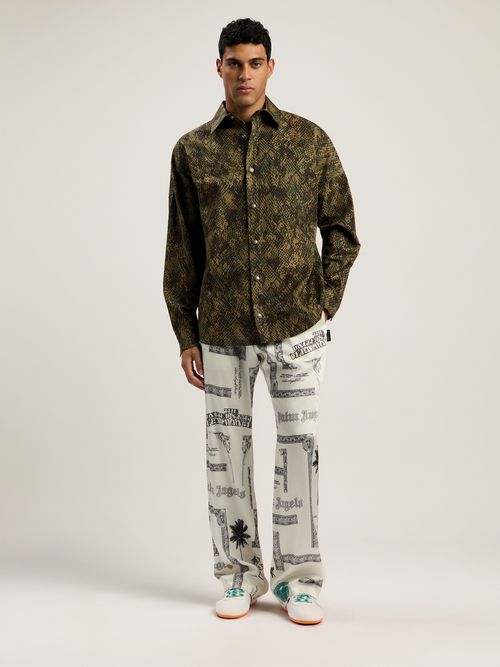 Dollar Print Wide-leg Pants Man  Ivory