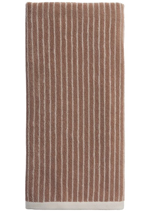 Parachute Pinstripe Hand Towel in Adobe & Alabaster - Red. a