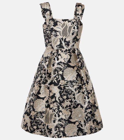 Floral jacquard midi dress