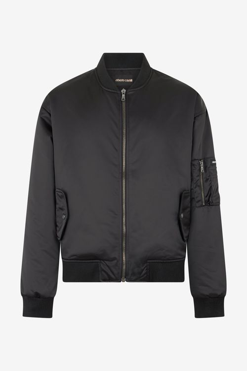 Black Bomber Jacket With Monogram Rc