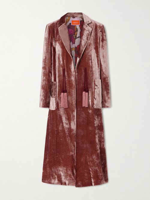 Tasseled Velvet Coat - Pink