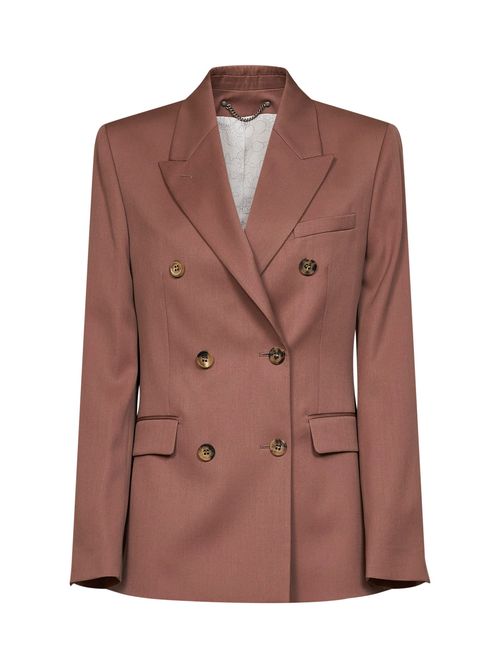 Double-Breasted Virgin Wool Blazer — Pink