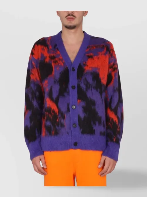 MSGM - v-neck ribbed cardigan bold pattern
