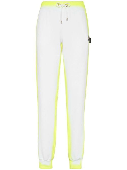 Fluo cotton track pants - White