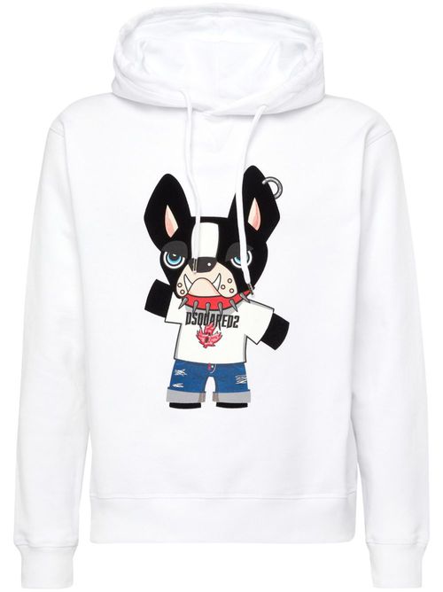 Logo-print cotton hoodie - White