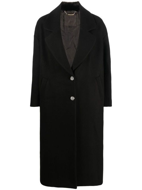 Skull-print faux-fur coat - Black