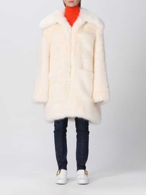 Fur Coats Woman color Yellow Cream