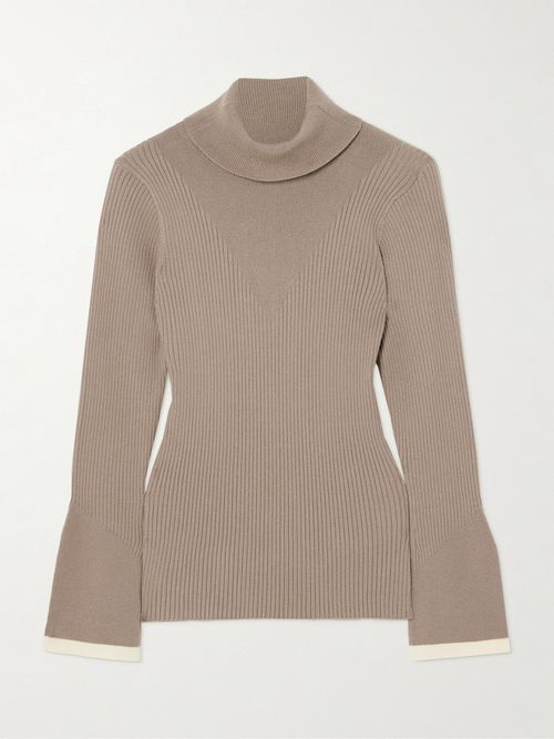 Ravena Ribbed-knit Turtleneck Top - Neutrals