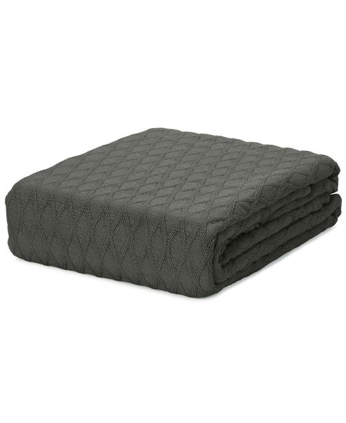 Classic 100% Cotton Blanket, Full/Queen - Charcoal Grey