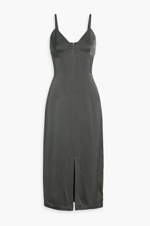 Satin-crepe midi dress - Gray - FR 32