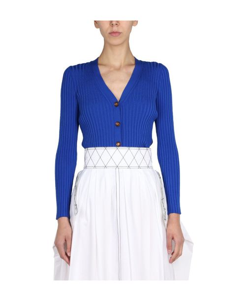 Ribbed-knit button-up cardigan