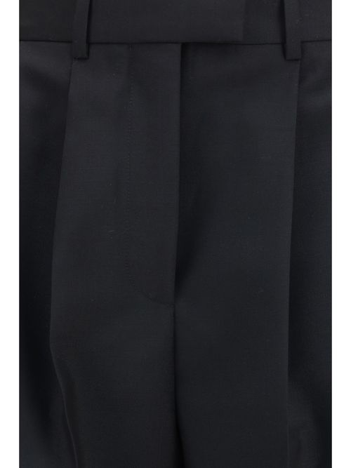Double-Pleat Wool-Mohair Trousers — Black