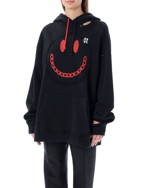 X Smiley distressed-finish hoodie