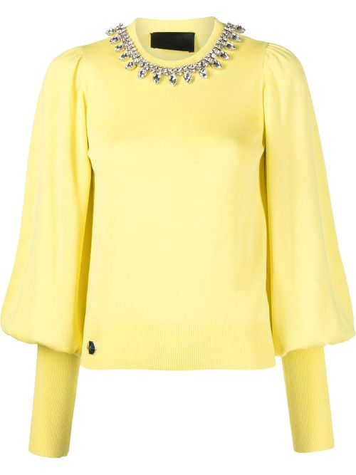 Rhinestone-embellished jumper - Yellow
