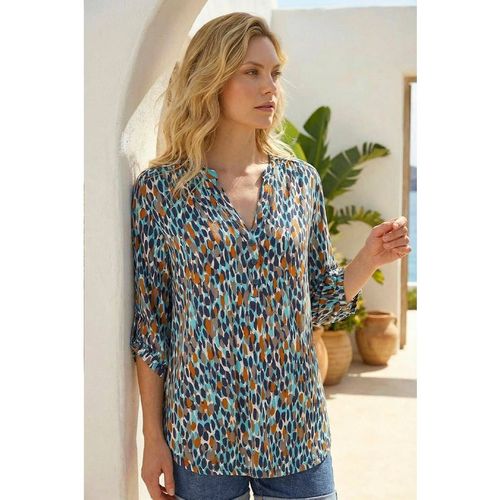 Roman Womens Spot Print Notch Neck Shirt - Navy