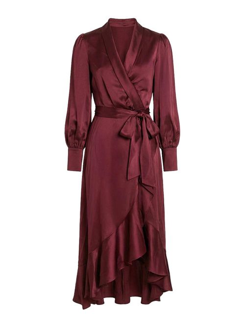 Silk Wrap Midi Dress