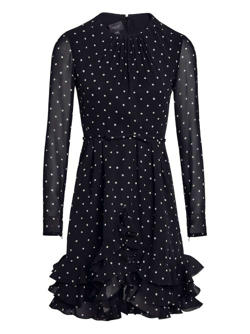 Polka-dot ruffled dress - Black