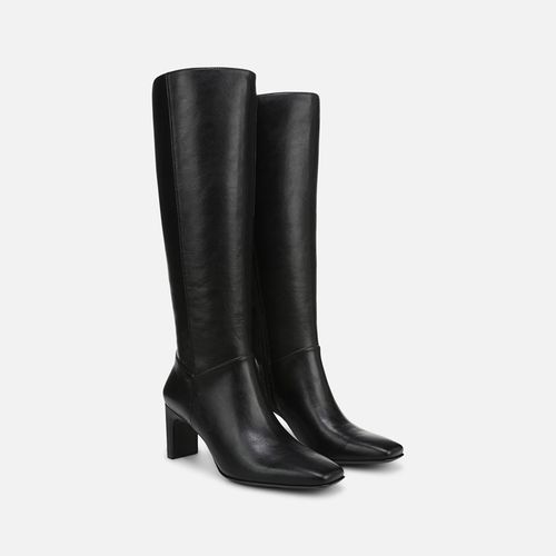 Nona Knee High Boots, Black Faux Leather