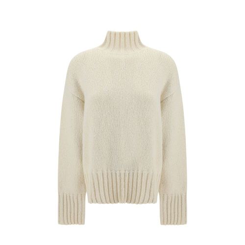 Silk and Wool Turtleneck Sweater — White