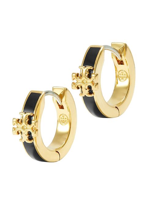 Women's Icon Enamel Huggie Earrings - Tory Gold Black