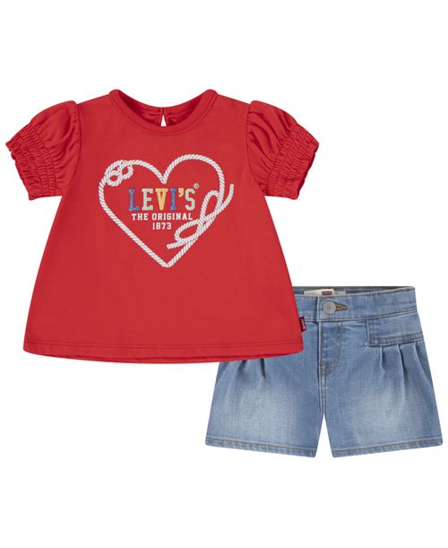 Baby Girls Heart Tee and Shorts, 2-Piece Set - Hibiscus