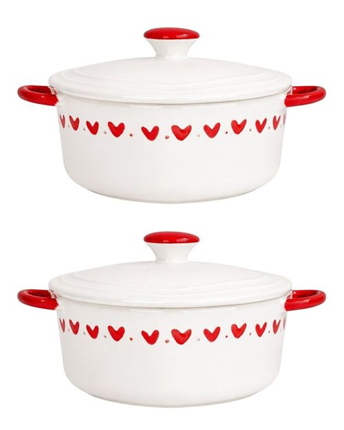 Set Of 2 Coquette Heart Mini Cocottes