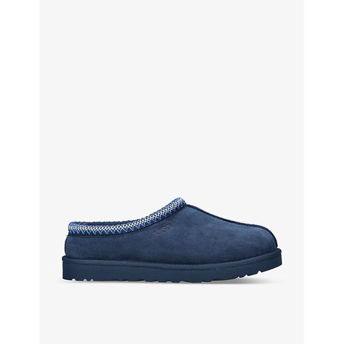 Mens Navy Tasman Contrast-stitch Suede and Shearling Slippers