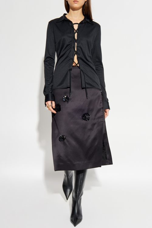 Skirt With Appliqués, Women's, Black