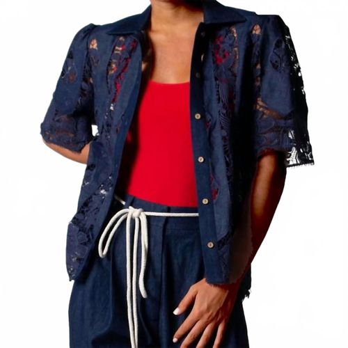 Constance Granadilla Linen Top In Marine Blue