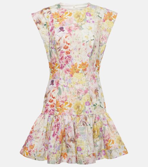 Harmony floral ruffled linen minidress