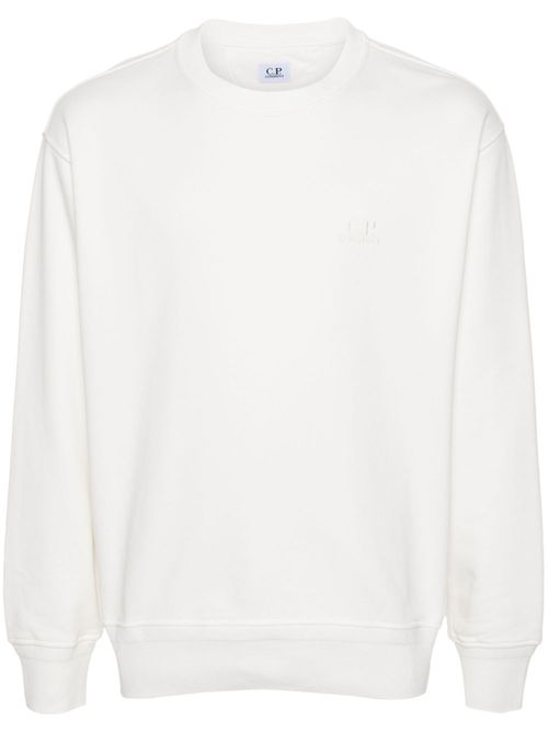 Logo-embroidered cotton swearshirt - White