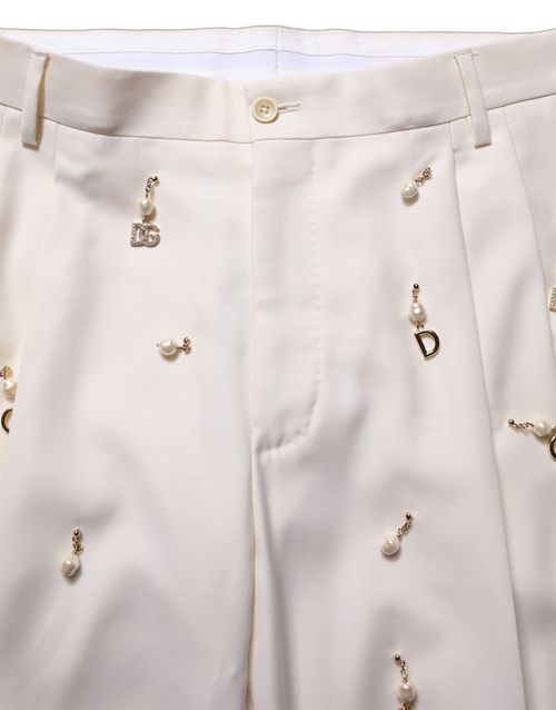 Pearl-Embellished Wool Suit — White