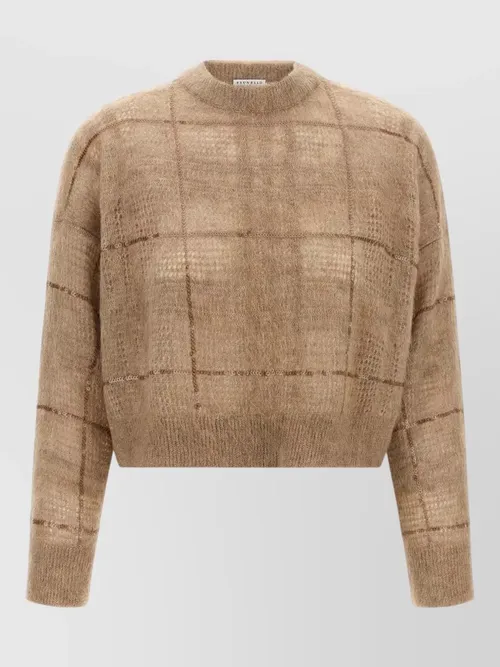 Brunello Cucinelli - sequin check mohair wool crew sweater