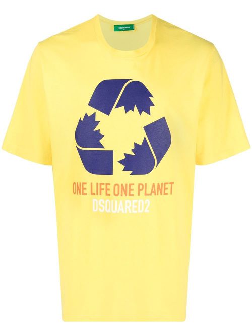 Logo-print short-sleeved T-shirt - Yellow