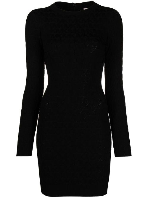 Monogram-jacquard mini dress - Black
