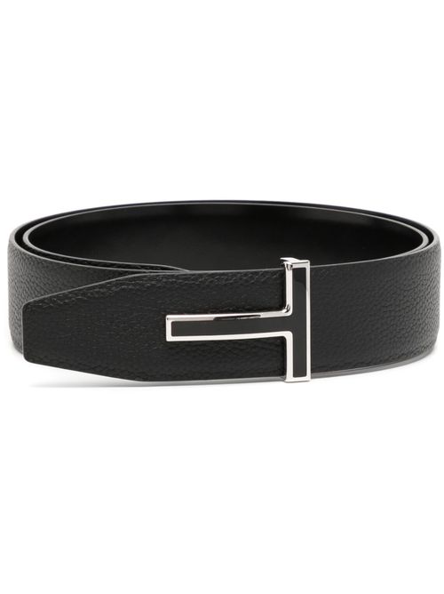 T-buckle leather belt - Black