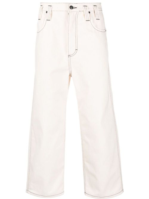 Wide-leg cropped trousers - Neutrals