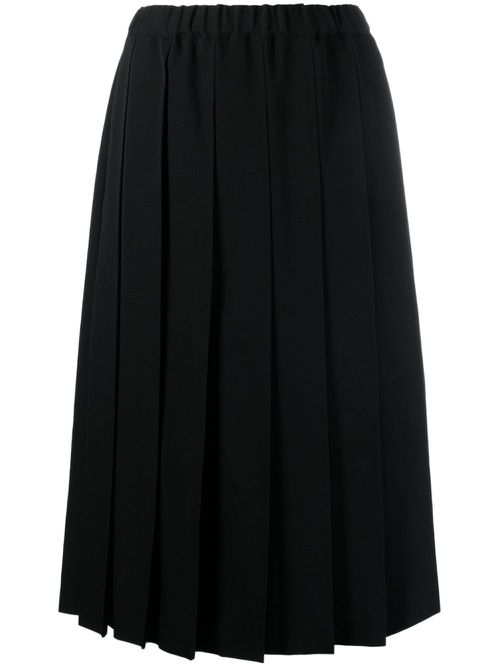 Pleated wool midi skirt - Black