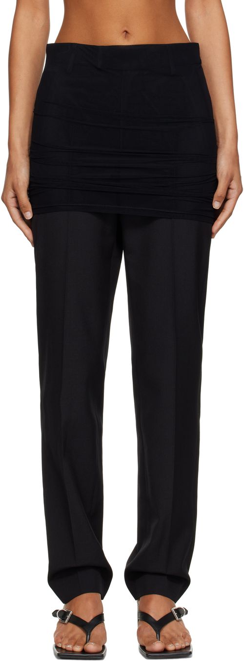 Black Light Wool Blend Trousers