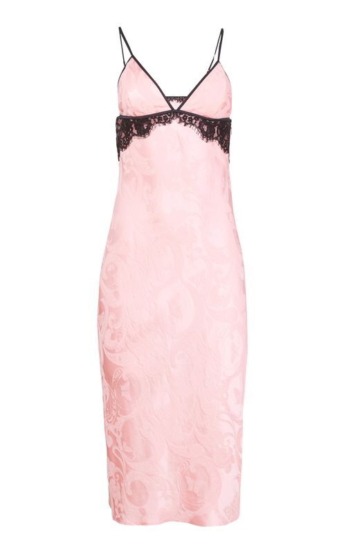 Lace-Trimmed Silk Slip Dress